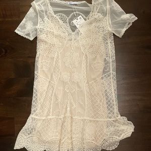 Zara lace off white dress new with tags